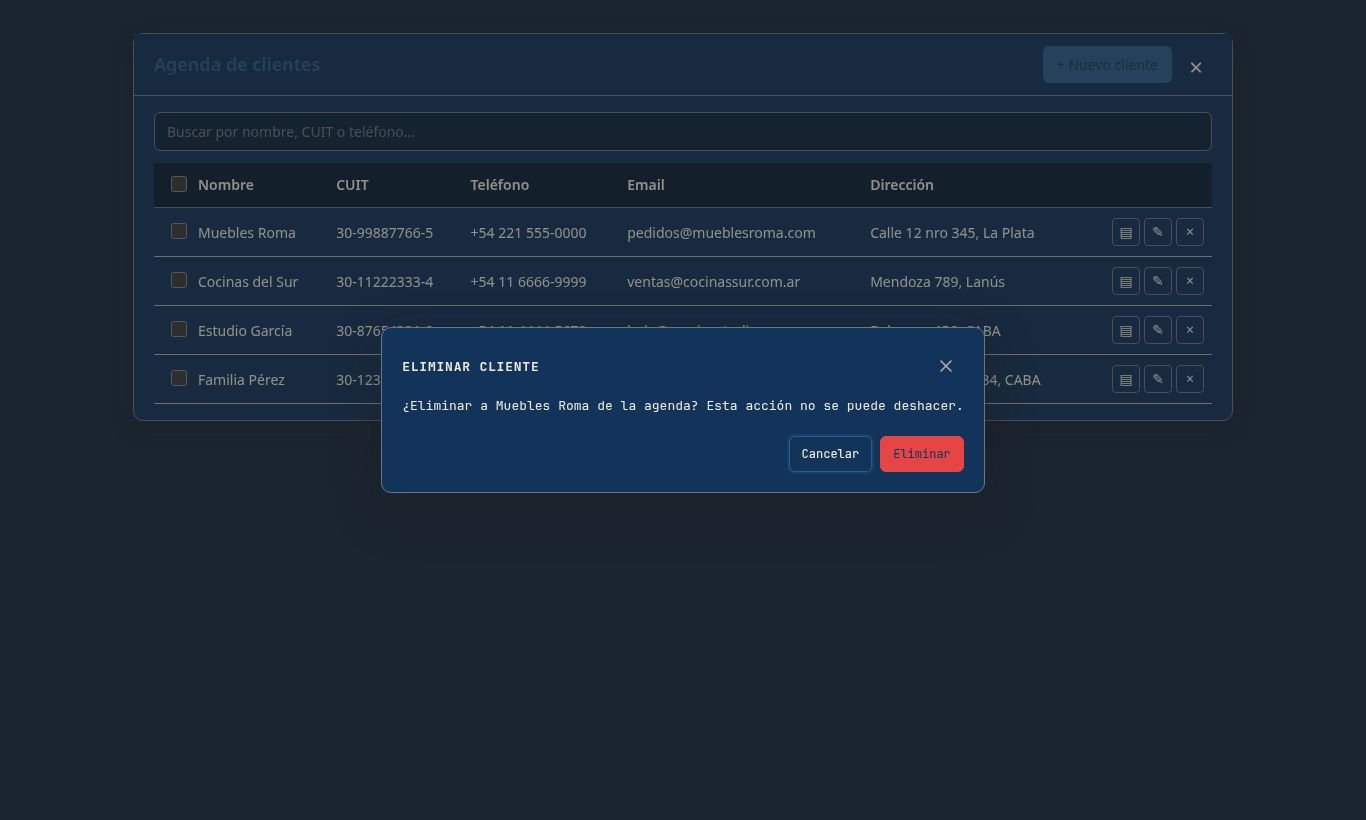 ConfirmDialog para eliminar cliente