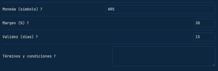 Defaults de cotización