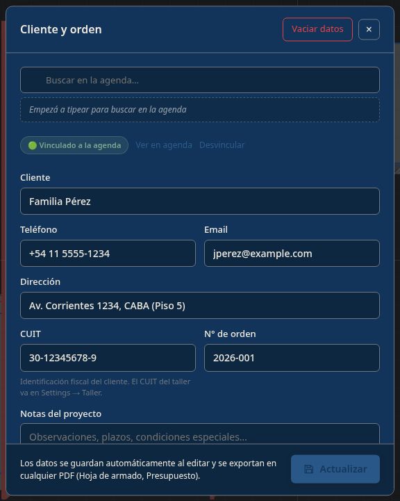 Sheet [C] con toast Cliente actualizado en la agenda